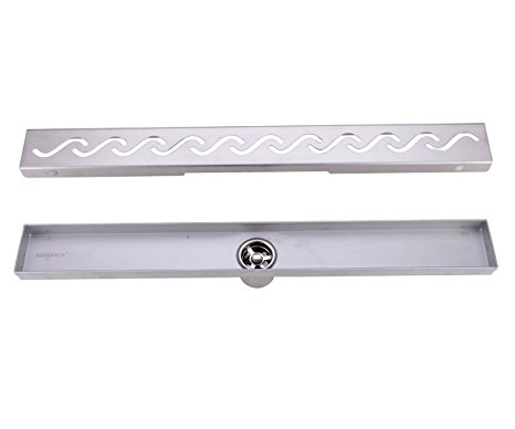 HANEBATH 24-Inch Linear Shower Drain Channel with Removable Grate,Brushed Stainless