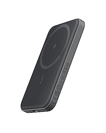 Anker 622 Portable Magnetic Battery MagGo, Original Apple Mfi Certified, 5000mAh Slim Wireless Power Bank with Fast Charging, 15W Wireless & 20W PD Wired, Type C PD (Input & Output) with unique Foldable Mobile Stand for iPhone 14, 13 & 12 Series (Dark Grey)