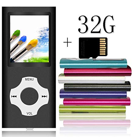 Tomameri - Portable MP3 / MP4 Player with Rhombic Button, Including a Micro SD Card and Support Up to 64GB, Compact Music, Video Player, Photo Viewer Supported - White-with-Black
