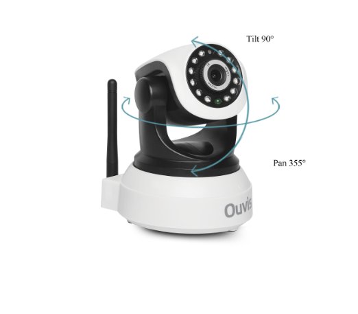 Ouvis VZ1 Wireless WiFi 720P HD Pan Tilt IP Camera (Day/Night Vision,2 Way Audio, Micro SD Card, Alarm, Mobile Android/iOS/iPhone/iPad/Tablet) (B)