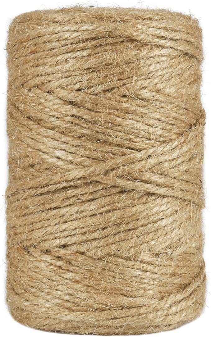 328 Feet 3mm Natural Jute Twine, 3Ply Thick Heavy Duty Packing Materials String Brown Garden Twine for Arts, Crafts and Gift Wrapping