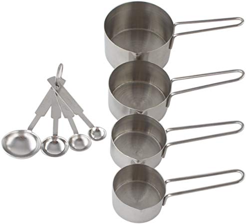Imperial Home Stainless Steel Measuring Cups and Measuring Spoons Set - 8 Pcs Nesting Metal Measuring Cups Set for Kitchen, Cooking, Baking