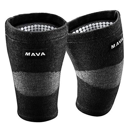 Mava Sports Reflexology Knee Support Sleeves (Pair) for Joint Pain and Arthritis Relief, Improved Circulation Compression - Effective Support for Running, Jogging, Workout, Walking and Recovery