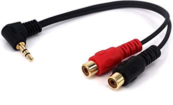 Yeworth 0.6FT 20cm 90 degree Right-angled 3.5mm (Mini) 1/8" TRS Stereo Male to Dual Female RCA Jack Adapter Cable