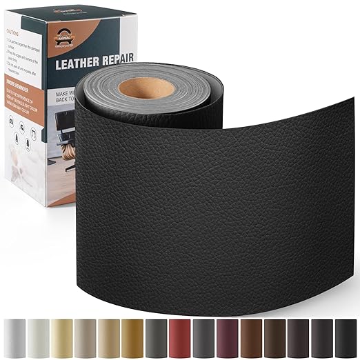 Leather Repair Kit for Furniture 4"x 63" Leather Tape Repair Patch Self Adhesive Sofa Vinyl Repair Patch Kit for Car Seat,Couch,Boat Seat,Chair - Black