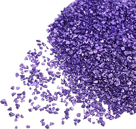 uxcell 20g Crushed Glass Chips, 1-3mm Irregular Metallic Glitter Glass for Craft DIY Jewelry Vase Filler Epoxy Resin Decoration Light Purple