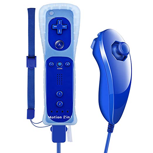 Lavuky WR02 Wii Remote Plus and Nunchuck Controller with Silicone Case and Wrist Strap -Dark Blue(3rd-Party Product)