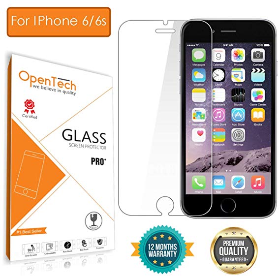 OpenTech Apple iPhone 6 / 6s Tempered Glass Screen Protector with Installation kit (2.5 D and Full Transparent)