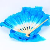 WHATWEARS 18m Colorful Belly Dancing Silk Bamboo Veils Dance Long Fans