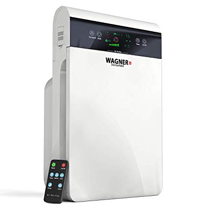 WAGNER Switzerland Premium Air Purifier H883, Swiss i-Sense Technology, for Rooms up to 350 sq.ft Removes 99.97% of Mold, Odors, Dust, Smoke, Allergens and Germs, True HEPA Filter 5-Stage Purification