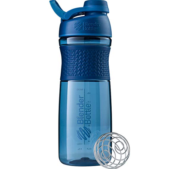 BlenderBottle SportMixer Twist Cap Tritan Grip Shaker Bottle, 28-Ounce, Navy