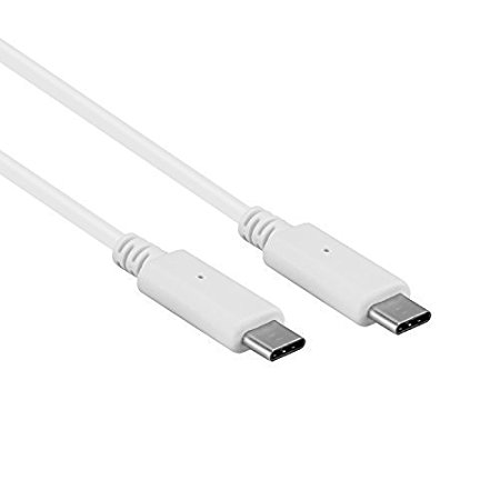 JoyNano USB 3.1 Type-C Male to Type-C Male Sync & Charging Data Cable Reversible Design for Macbook Chromebook Pixel and other USB-C Compatible Devices 6ft/2m (C-C, White)