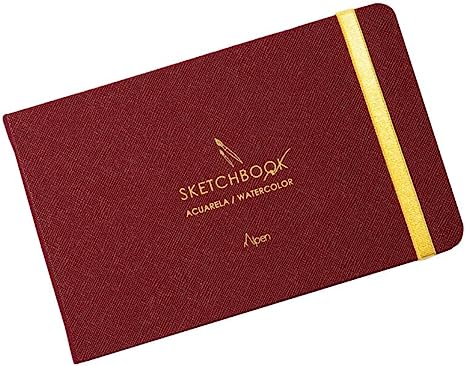 Alpen Art Watercolor Sketchbook, 48 Pages, Hard Cover, 5,5x8,7 inches, Plain/Blank Pages, ACUARELA VINOTINTO, Burgundy, 962944