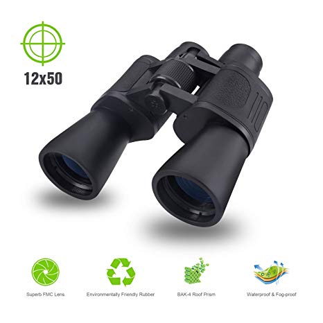 MOICO 12x50 HD Binoculars for Adults, BAK4 Prism FMC Lens Weak Light Night Vision,Waterproof Fog-Proof Binoculars for Bird Watching，Hunting, Travel, Camping, Sports Events, Concert, Theater, Opera