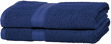 AmazonBasics Fade Resistant Towel Set, 2 Bath - Royal Blue, 500gsm