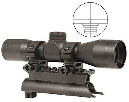 Ultimate Arms Gear Tactical SKS 4x30 mm Rangefinder Reticle Rifle Hunting Sniper Scope with See Thru Lens Caps   Stealth Black Steel SKS 7.62x39 Rifle See Through Receiver Cover Replacement High Profile Tactical Scope Weaver Picatinny Rail Mount Complete With Rings