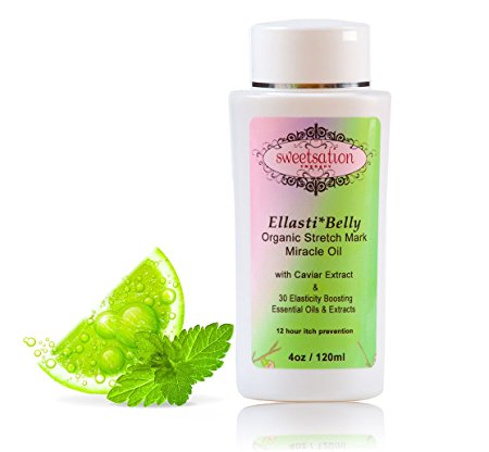 Organic Ellasti*Belly Stretch Mark Miracle Oil, 4oz. For prevention of stretch marks during pregnancy