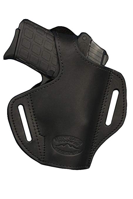 Barsony New Black Leather Pancake Holster for 380 and Small 9mm 40 45