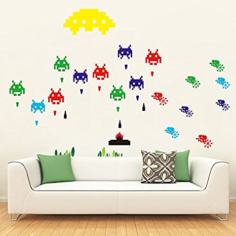 funlife® Space Invaders Robot DIY Kids Room Decoration Wall Stickers
