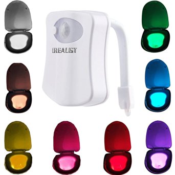 IREALIST Motion Activated  Light Sensitive Automatic LED Toilet Nightlight Motion Sensor Bathroom Lamp for Any ToiletABS Material RedGreen
