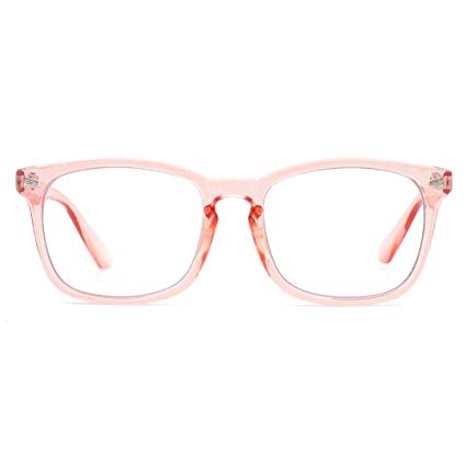 Cyxus Blue Light Blocking Computer Glasses Fashion Square Frame Reading Gaming Eyeglasses Women Men Anti Eyesrain Headache Eyewear (8082T17, Pink)