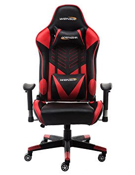 WENSIX Ergonomic High Back Computer Gaming Chair for PC Racing Chairs with Adjustable Headrest and Backrest (Red/Black)
