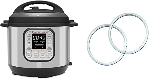 Instant Pot Duo 7-in-1 Electric Pressure Cooker, 8 Quart, 14 One-Touch Programs & Genuine Instant Pot Sealing Ring 2 Pack Clear 8 Quart