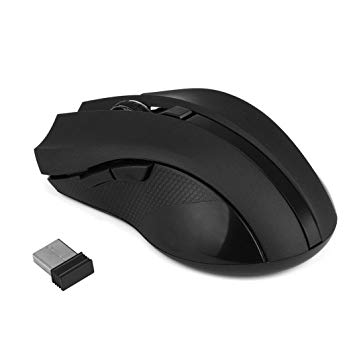 YJM Cordless Wireless 2.4GHz Optical Mouse Mice for Laptop PC Computer  USB Receiver (Black)
