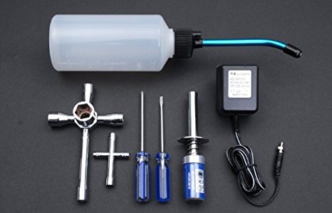 Starter Kit for Nitro Gas RC Cars - Glow Starter, Charger, Fuel Pump, Crosses and Screw Drivers