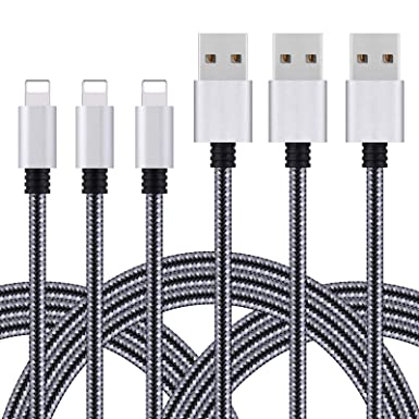 iPhone Charger, Sundix MFi Certified(S-10BK) 3Pack 10FT Lightning Cable, Nylon Braided iPhone Cord Compatible iPhone 12/12mini/12Pro/11/11Pro/X/Xs Max/XR/8/iPad/iPod and More