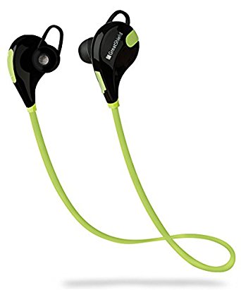 Bluetooth Headphones, GreatShield BE1 Wireless Headset In-Ear Earbuds with Built in Mic [ Sports | Fitness | Running ] Noise Isolating Cancelling Earphones for Smartphones (Green)