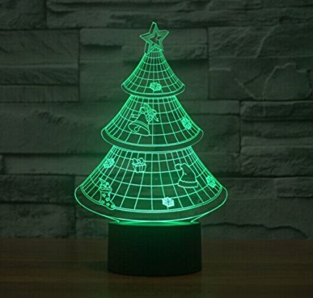 LED Night Lamp - Kids Desk Room Christmas Tree Art Sculpture Lights up in Different Colors and Produces Unique Lighting Effects and 3d Visualization - Amazing Optical Illusion …