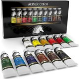 Acrylic Paint Set - Artist Quality Paints for Painting Canvas Wood Clay Fabric Nail Art Ceramic and Crafts - 12 x 12ml Vibrant Heavy Body Colors - Rich Pigments - Professional Supplies by MyArtscape