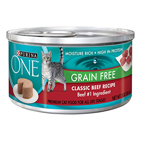 Purina ONE Grain Free Formula Classic Beef Recipe Premium Pate Cat Food - (24) 3 oz. Cans