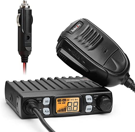 Radioddity CB-27 Pro 40-Channel Mini Mobile CB Radio with AM/FM Instant Emergency Channel 9/19, 4W Power Output, VOX, RF Gain, and Handheld Mic