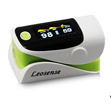 LEOSENSE Finger Pulse Oximeter,portable Digital Blood Oxygen Meter and Pulse Rate Monitor,sport Ox Spo2 Fingertip with Neck/wrist Cord,oled Display(FDA Approved) (Green)