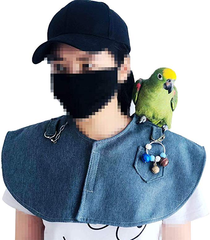 Parrot Anti-Scratch Shoulder Protector Hang Bird Anklet&Toys, Multi-Functional Pet Shoulder Pad Diaper Shawl for Small Medium Parakeets Cockatiels, Sun Conures, Macaws Love Birds, Finches Lovebird