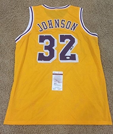 MAGIC JOHNSON SIGNED AUTO LOS ANGELES LAKERS JERSEY JSA AUTOGRAPHED