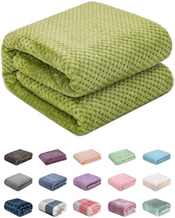 Fuzzy Blanket or Fluffy Blanket for Baby Girl or boy, Soft Warm Cozy Coral Fleece Toddler, Infant or Newborn Receiving Blanket for Crib, Stroller, Travel, Decorative (L-Avocado, Throw(50"x70")