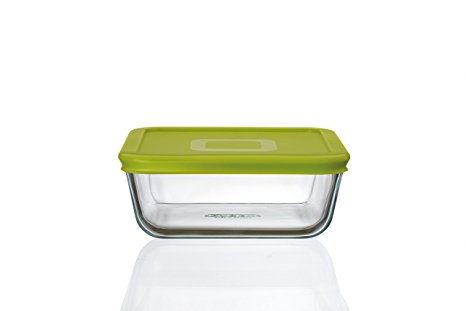 Pyrex 4in1 Glass 0.85L Square Dish with Green Lid