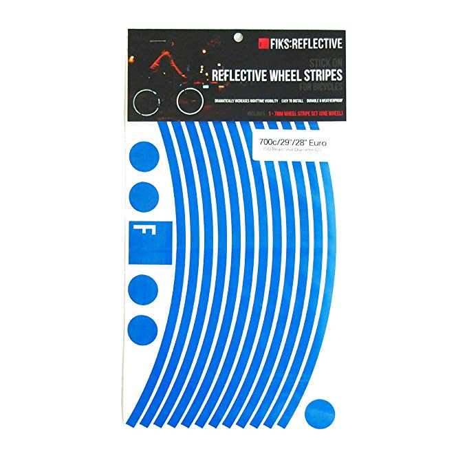 FIKS:Reflective Wheel Stripes Best Quality Long Lasting Bicycle Reflector Sticker – Blue