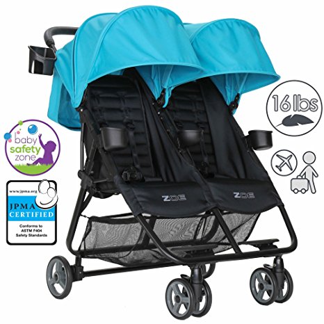 ZOE Umbrella XL2 Double Stroller, BEST - Aqua