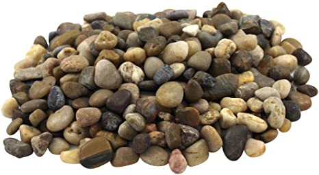 Margo Garden Products 1cm 20lbs Rainforest Polished Pebbles, 20 pounds, Mixed Brown