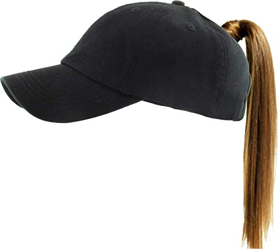 KBETHOS Ponytail Messy High Bun Hat Ponycaps Adjustable Cotton and Mesh Trucker Baseball Cap