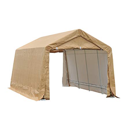 Outsunny 17" x 10.5" Heavy Duty Enclosed Vehicle Shelter Carport - Beige