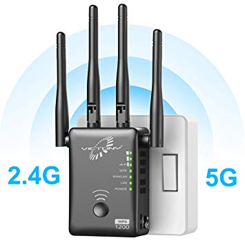VICTONY WA1200-1200Mbps Dual Band WiFi Range Extender with 4 External 3dBi Antennas Signal Booster with 360 Degree WiFi Repeater