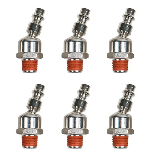 Industrial Swivel 1/4' NPT Male Quick Connect Air Tool Fittings - 6 Pack