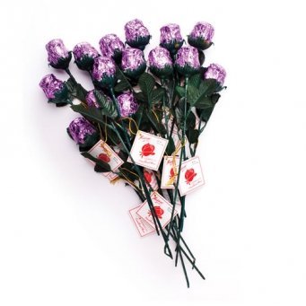 Lavender Sweetheart Solid Milk Chocolate Roses Bouquet (12 Pcs)