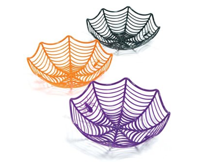 SALE - 3 Large Spider Web Plastic Basket Bowls for Halloween Parties