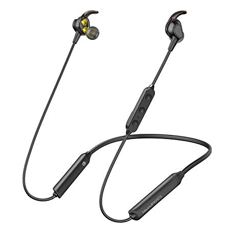 SOUNDPEATS Bluetooth Headphones with Dual Dynamic Drivers, Neckband Wireless Earbuds with Dual Crossovers, Secure Fit Sports Headset Bluetooth 5.0, APTX Codec CVC 6.0 in-Ear Earphones